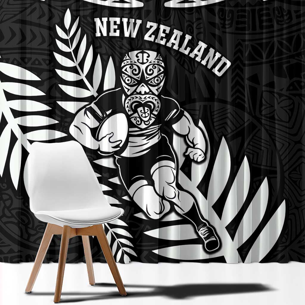 New Zealand Rugby Window Curtain Silver Fern Maori Pattern DT04 - Polynesian Pride