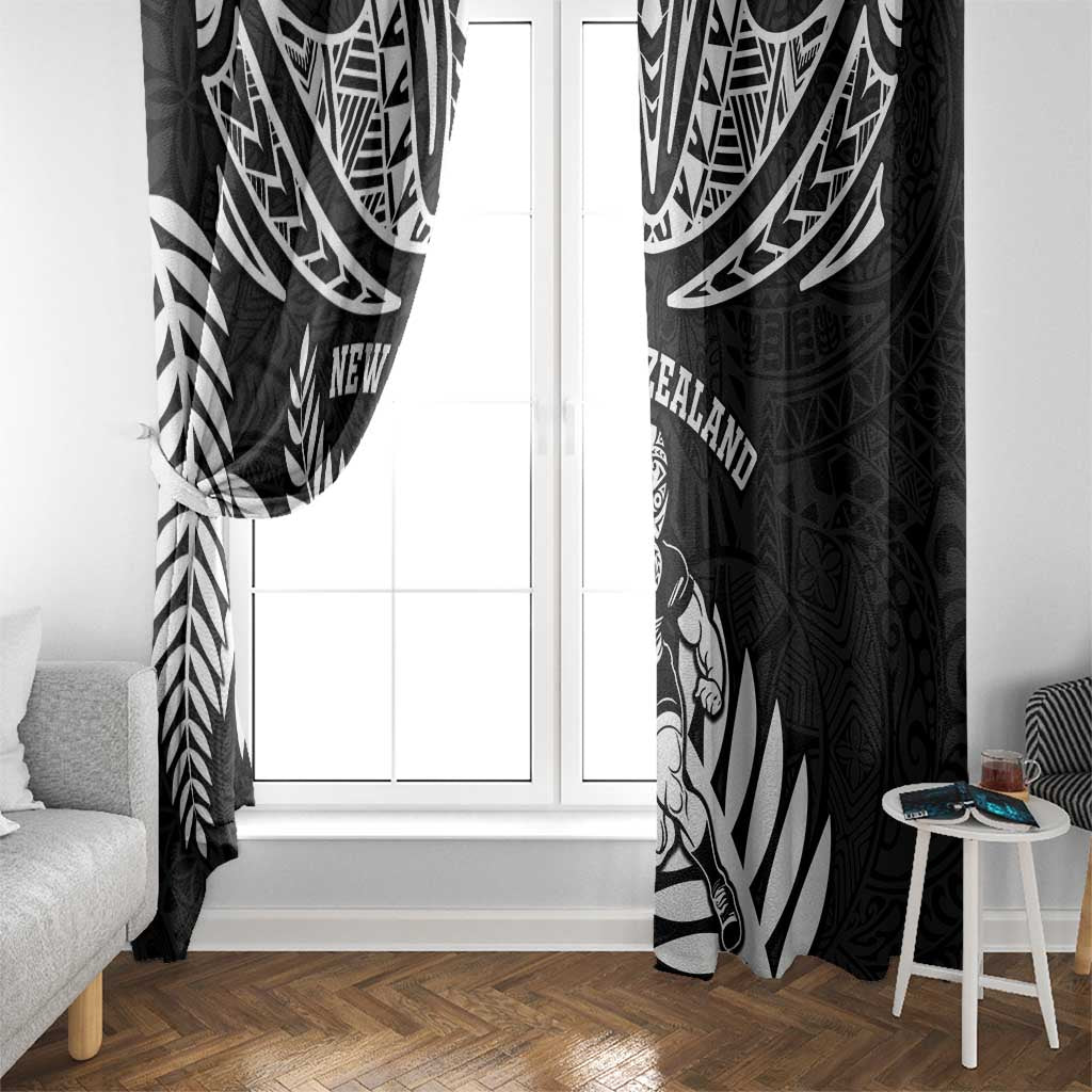 New Zealand Rugby Window Curtain Silver Fern Maori Pattern DT04 - Polynesian Pride