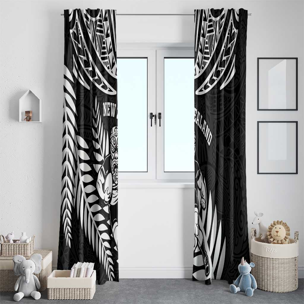 New Zealand Rugby Window Curtain Silver Fern Maori Pattern DT04 - Polynesian Pride