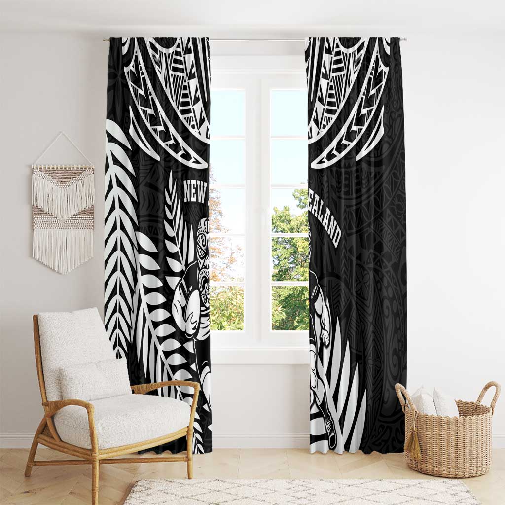 New Zealand Rugby Window Curtain Silver Fern Maori Pattern DT04 - Polynesian Pride
