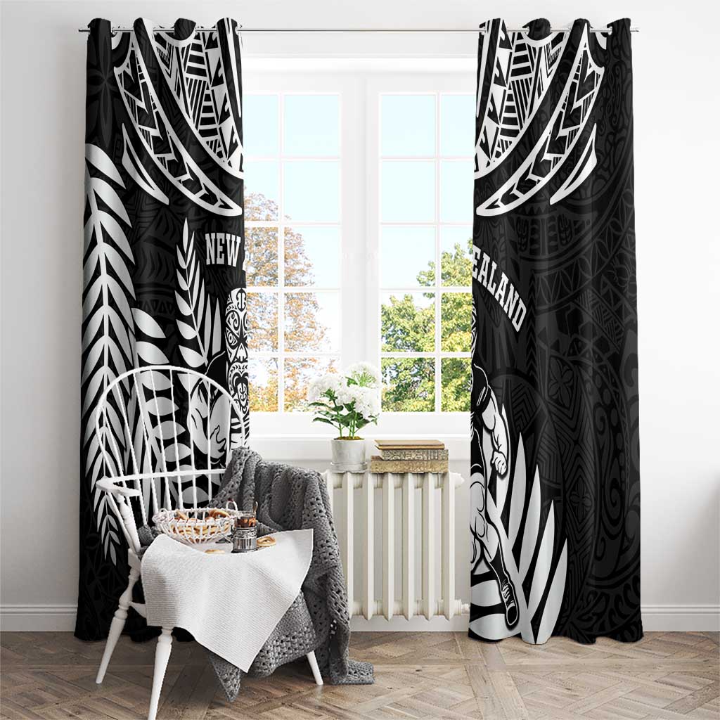 New Zealand Rugby Window Curtain Silver Fern Maori Pattern DT04 - Polynesian Pride
