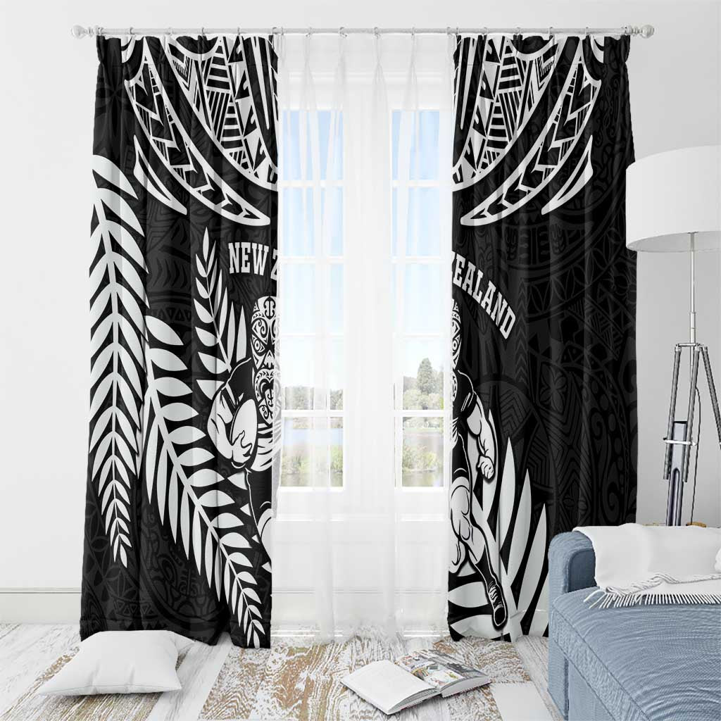 New Zealand Rugby Window Curtain Silver Fern Maori Pattern DT04 - Polynesian Pride