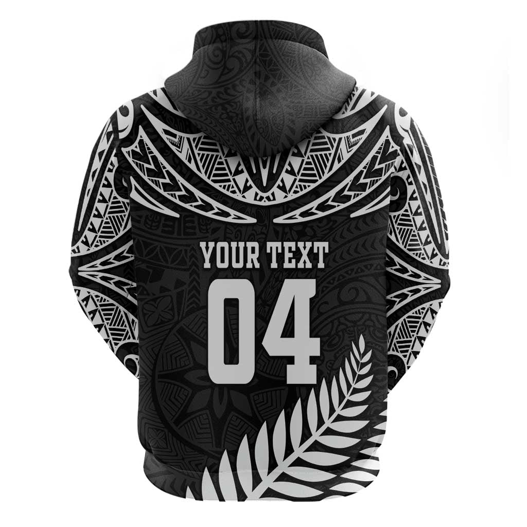 Custom New Zealand Rugby Zip Hoodie Silver Fern Maori Pattern DT04 - Polynesian Pride