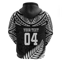Custom New Zealand Rugby Zip Hoodie Silver Fern Maori Pattern DT04 - Polynesian Pride
