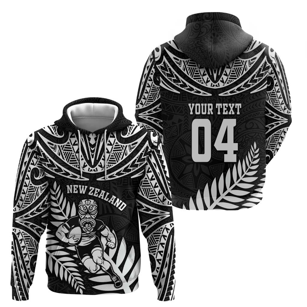 Custom New Zealand Rugby Zip Hoodie Silver Fern Maori Pattern DT04 - Polynesian Pride