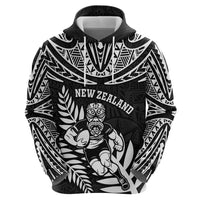 Custom New Zealand Rugby Zip Hoodie Silver Fern Maori Pattern DT04 - Polynesian Pride