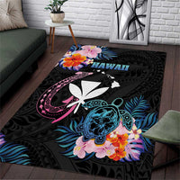 Hawaii Area Rug Kanaka Maoli With Fish Hook DT04 Black - Polynesian Pride
