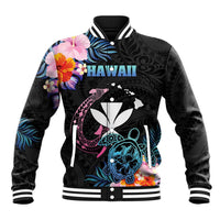 Personalised Hawaii Baseball Jacket Kanaka Maoli With Fish Hook DT04 Unisex Black - Polynesian Pride