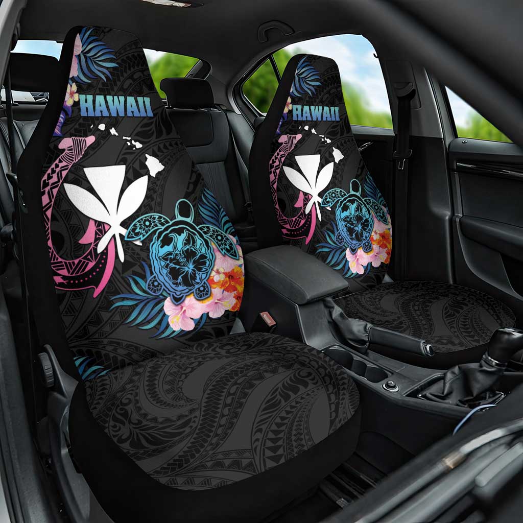 Hawaii Car Seat Cover Kanaka Maoli With Fish Hook DT04 One Size Black - Polynesian Pride