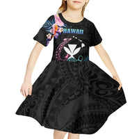 Personalised Hawaii Kid Short Sleeve Dress Kanaka Maoli With Fish Hook DT04 - Polynesian Pride