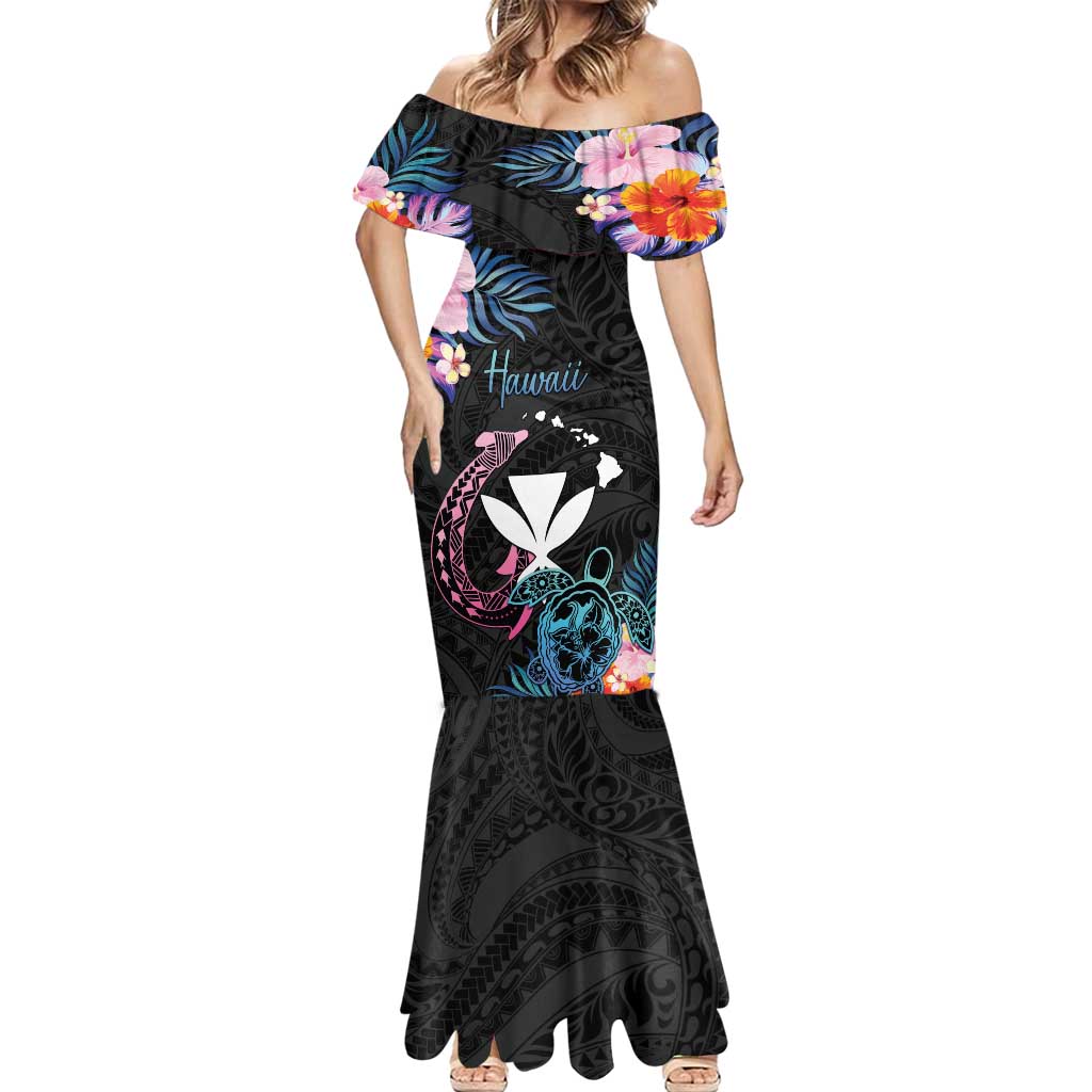 Personalised Hawaii Mermaid Dress Kanaka Maoli With Fish Hook DT04 - Polynesian Pride
