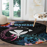 Hawaii Round Carpet Kanaka Maoli With Fish Hook DT04 - Polynesian Pride