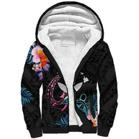 Personalised Hawaii Sherpa Hoodie Kanaka Maoli With Fish Hook DT04 Unisex Black - Polynesian Pride