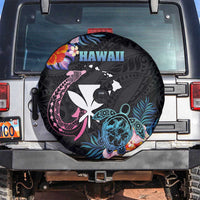 Hawaii Spare Tire Cover Kanaka Maoli With Fish Hook DT04 Black - Polynesian Pride