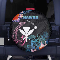 Hawaii Spare Tire Cover Kanaka Maoli With Fish Hook DT04 No hole Black - Polynesian Pride