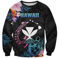 Personalised Hawaii Sweatshirt Kanaka Maoli With Fish Hook DT04 Unisex Black - Polynesian Pride