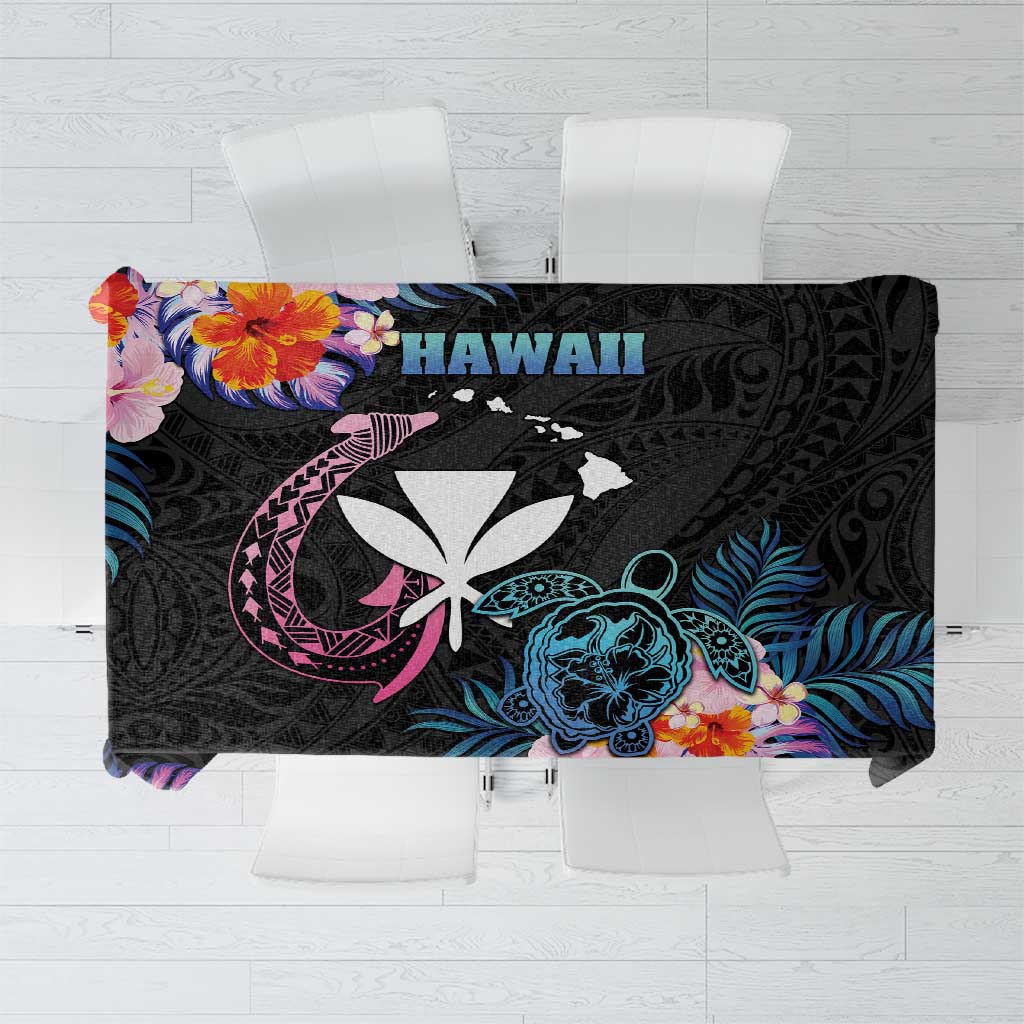 Hawaii Tablecloth Kanaka Maoli With Fish Hook DT04 Black - Polynesian Pride