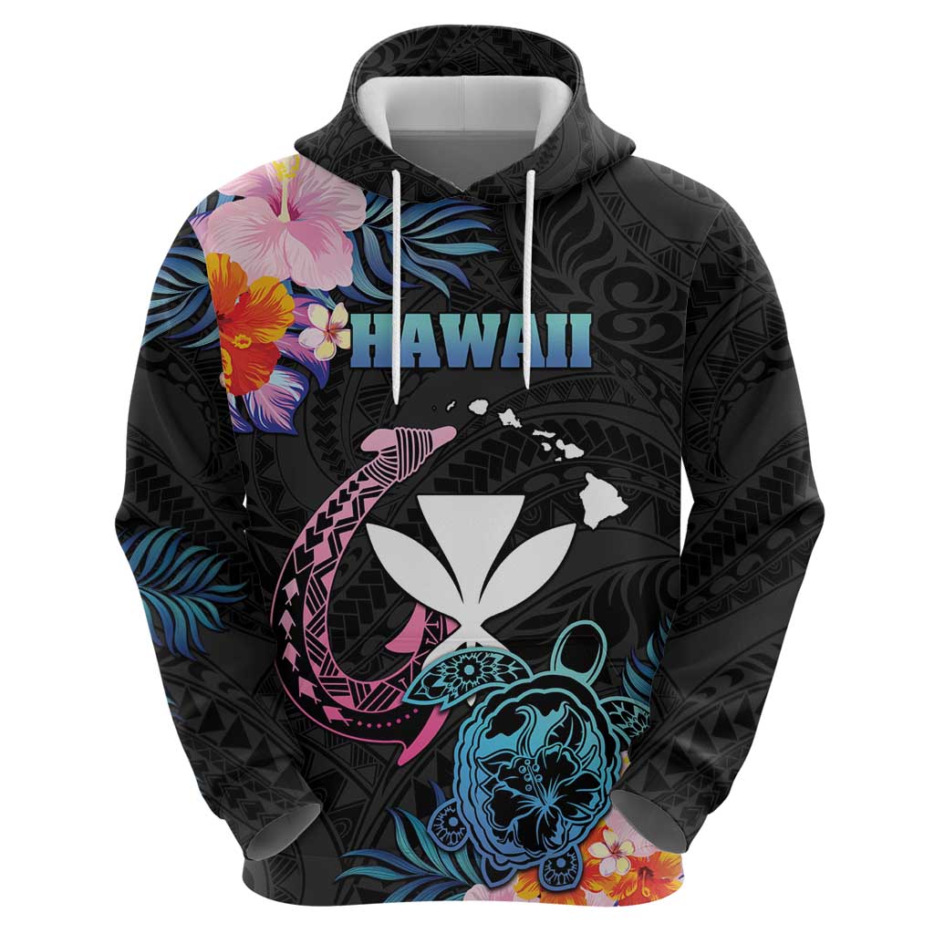 Personalised Hawaii Zip Hoodie Kanaka Maoli With Fish Hook DT04 - Polynesian Pride