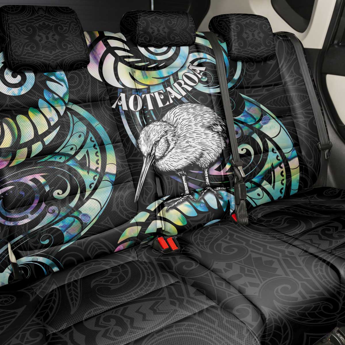 New Zealand Kiwi Bird Back Car Seat Cover Silver Fern Koru Paua Shell DT04 - Polynesian Pride