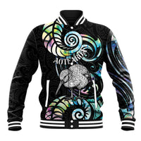 New Zealand Kiwi Bird Baseball Jacket Silver Fern Koru Paua Shell DT04 Unisex Black - Polynesian Pride