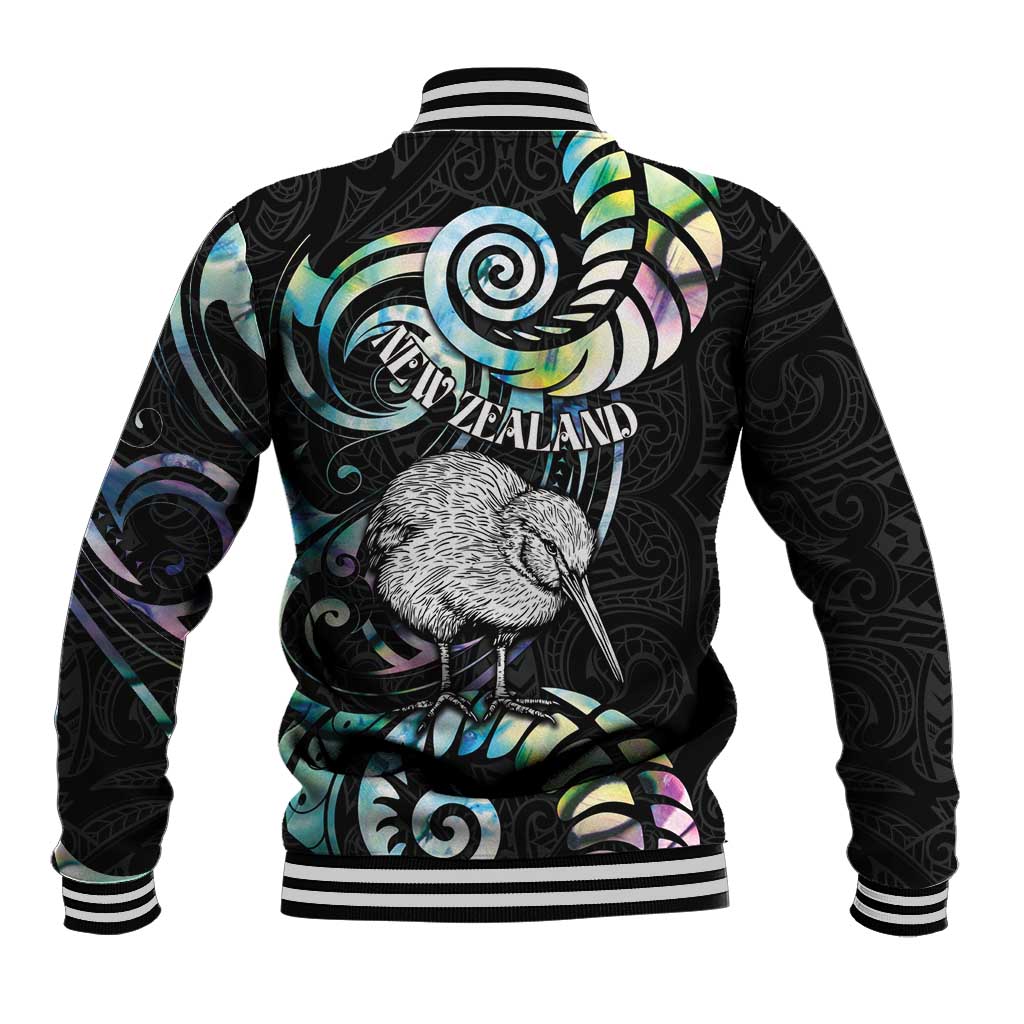 New Zealand Kiwi Bird Baseball Jacket Silver Fern Koru Paua Shell DT04 - Polynesian Pride