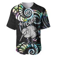 New Zealand Kiwi Bird Baseball Jersey Silver Fern Koru Paua Shell DT04 Black - Polynesian Pride