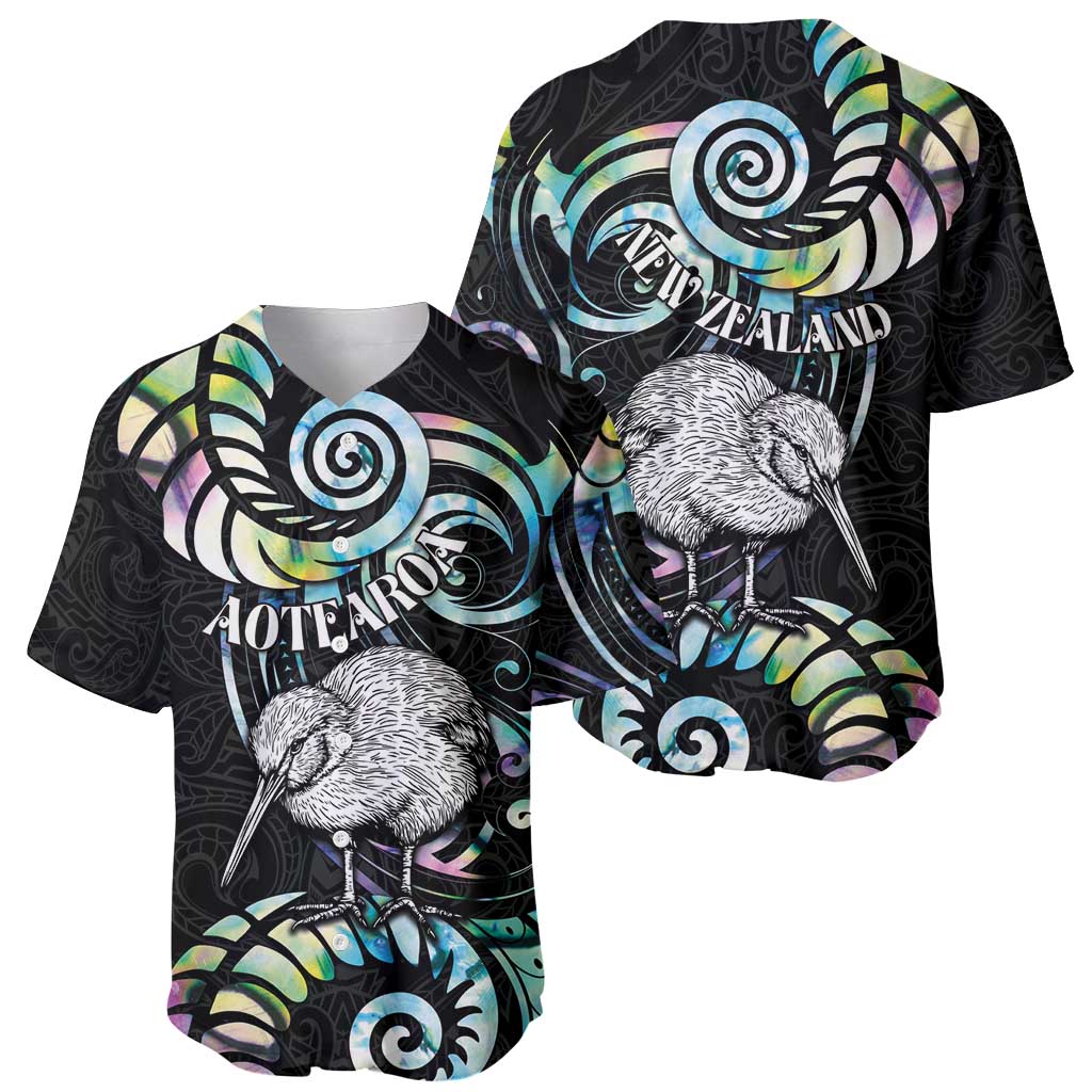 New Zealand Kiwi Bird Baseball Jersey Silver Fern Koru Paua Shell DT04 - Polynesian Pride
