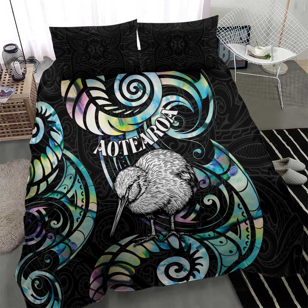 New Zealand Kiwi Bird Bedding Set Silver Fern Koru Paua Shell DT04 - Polynesian Pride