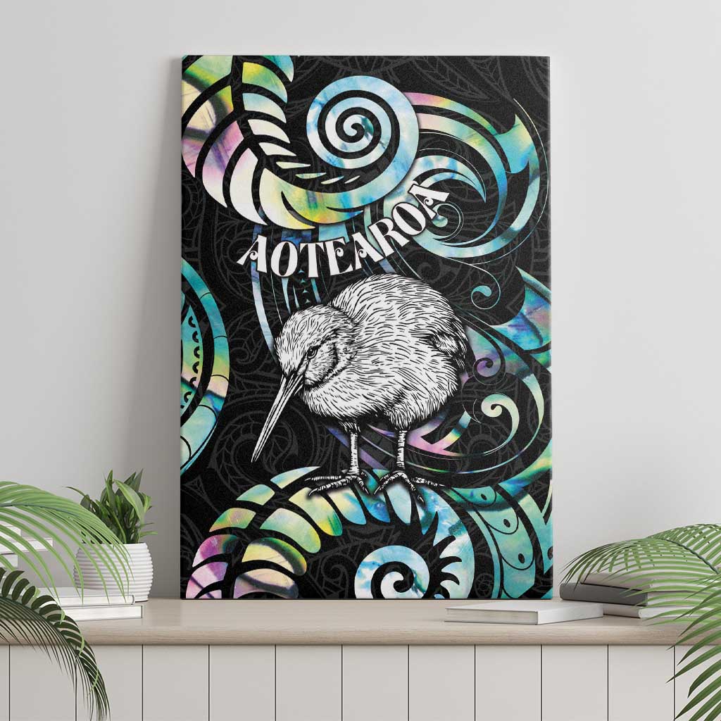 New Zealand Kiwi Bird Canvas Wall Art Silver Fern Koru Paua Shell DT04 - Polynesian Pride