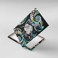 New Zealand Kiwi Bird Canvas Wall Art Silver Fern Koru Paua Shell DT04 With Frame Black - Polynesian Pride