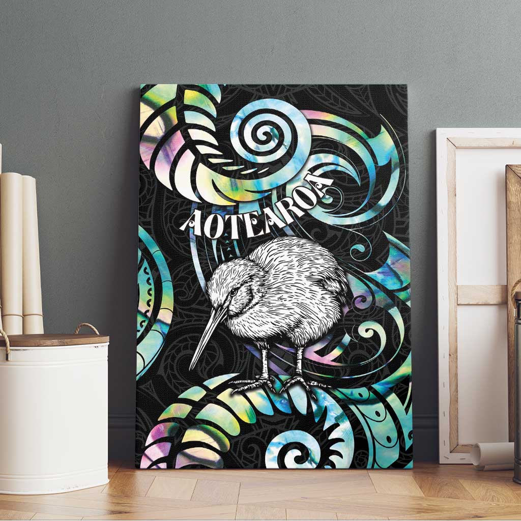New Zealand Kiwi Bird Canvas Wall Art Silver Fern Koru Paua Shell DT04 - Polynesian Pride