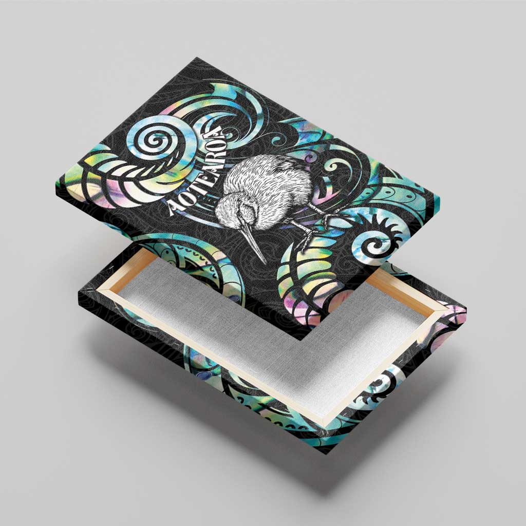 New Zealand Kiwi Bird Canvas Wall Art Silver Fern Koru Paua Shell DT04 - Polynesian Pride