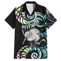 New Zealand Kiwi Bird Hawaiian Shirt Silver Fern Koru Paua Shell DT04 Black - Polynesian Pride