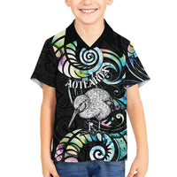 New Zealand Kiwi Bird Hawaiian Shirt Silver Fern Koru Paua Shell DT04 - Polynesian Pride
