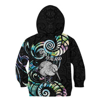 New Zealand Kiwi Bird Kid Hoodie Silver Fern Koru Paua Shell DT04 - Polynesian Pride