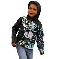 New Zealand Kiwi Bird Kid Hoodie Silver Fern Koru Paua Shell DT04 - Polynesian Pride