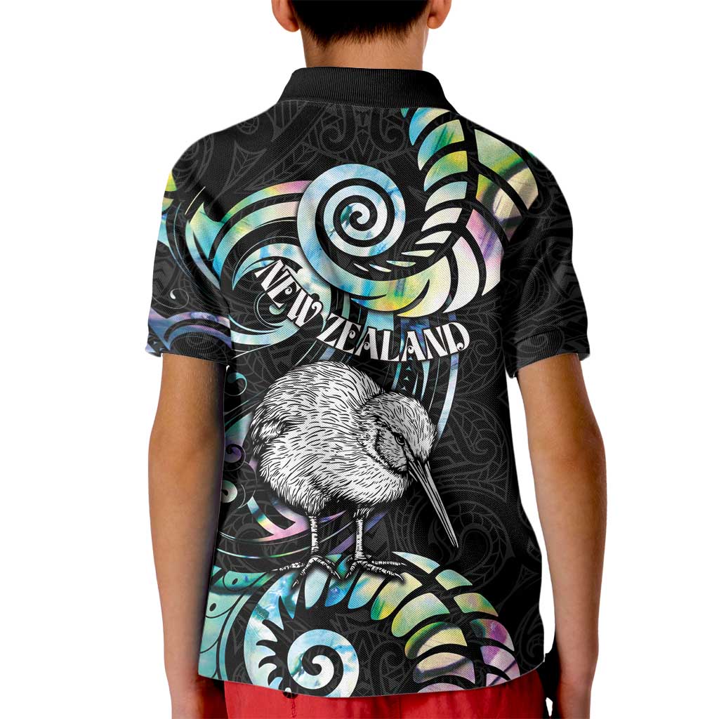 New Zealand Kiwi Bird Kid Polo Shirt Silver Fern Koru Paua Shell DT04 - Polynesian Pride