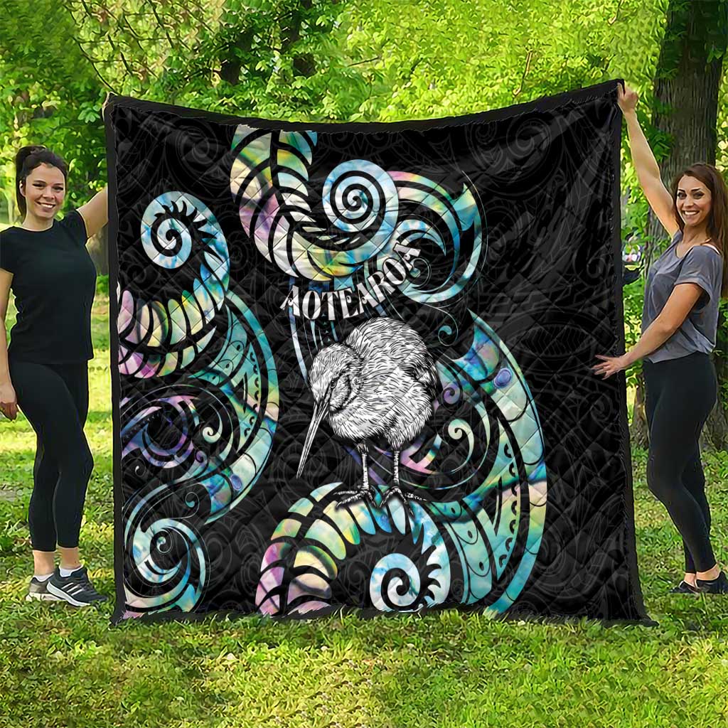 New Zealand Kiwi Bird Quilt Silver Fern Koru Paua Shell DT04 - Polynesian Pride