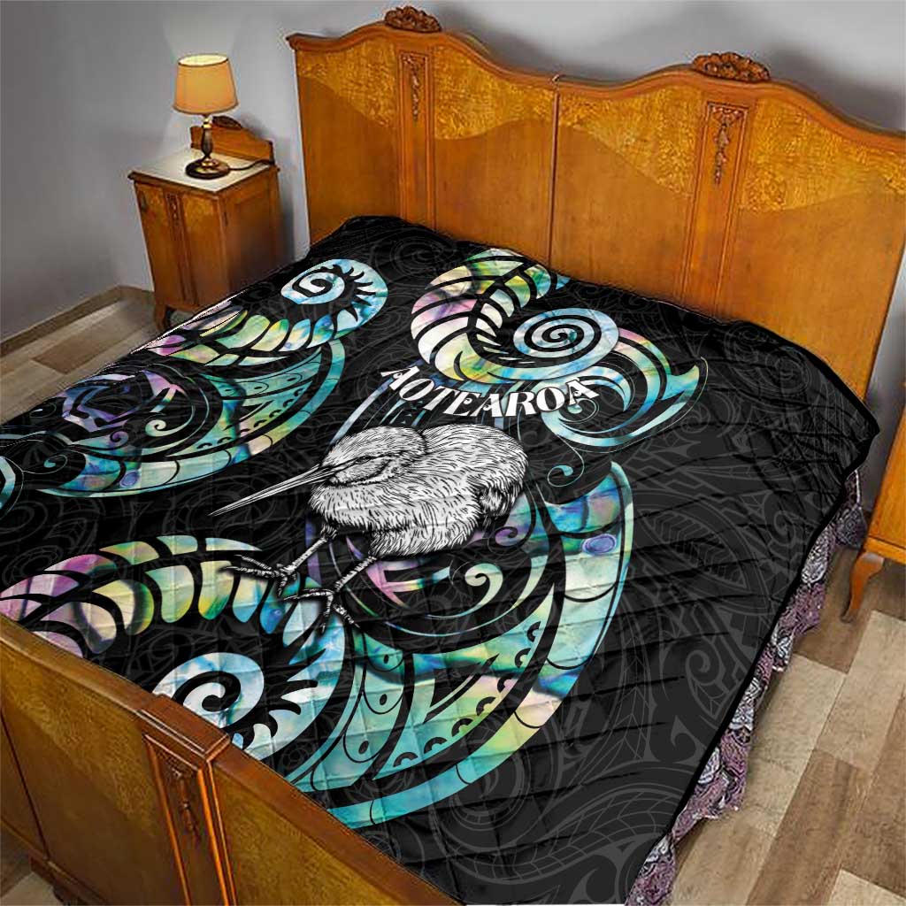 New Zealand Kiwi Bird Quilt Silver Fern Koru Paua Shell DT04 - Polynesian Pride