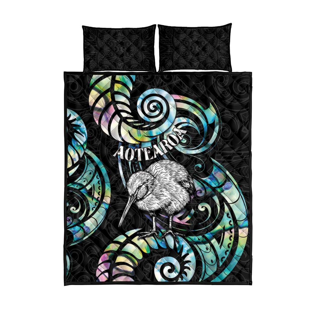 New Zealand Kiwi Bird Quilt Bed Set Silver Fern Koru Paua Shell DT04 - Polynesian Pride