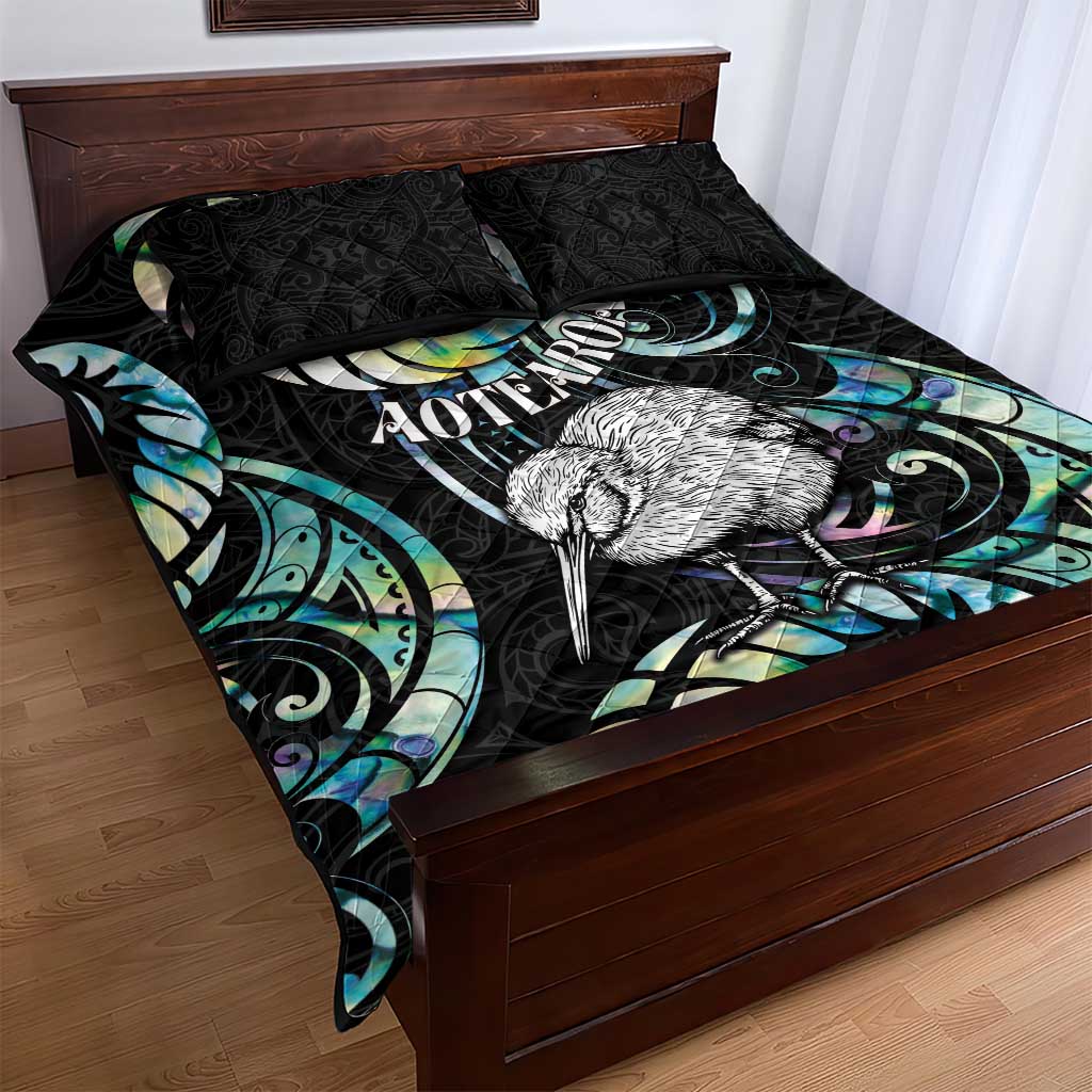 New Zealand Kiwi Bird Quilt Bed Set Silver Fern Koru Paua Shell DT04 - Polynesian Pride