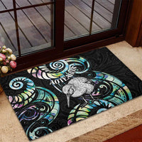 New Zealand Kiwi Bird Rubber Doormat Silver Fern Koru Paua Shell DT04 - Polynesian Pride