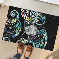 New Zealand Kiwi Bird Rubber Doormat Silver Fern Koru Paua Shell DT04 - Polynesian Pride
