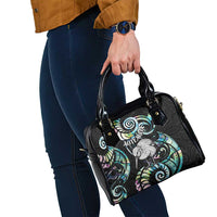 New Zealand Kiwi Bird Shoulder Handbag Silver Fern Koru Paua Shell DT04 - Polynesian Pride