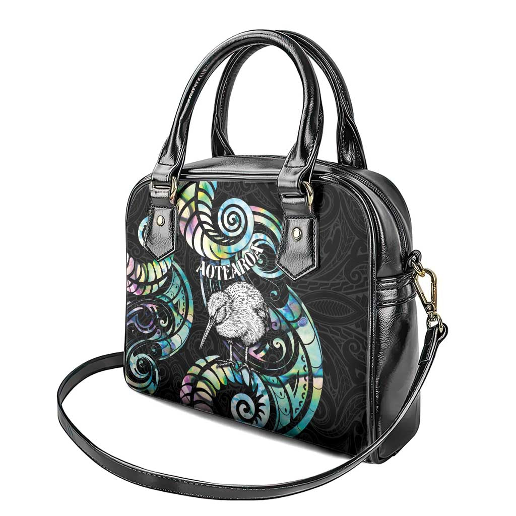 New Zealand Kiwi Bird Shoulder Handbag Silver Fern Koru Paua Shell DT04 - Polynesian Pride