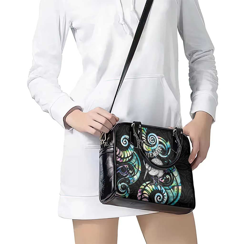 New Zealand Kiwi Bird Shoulder Handbag Silver Fern Koru Paua Shell DT04 - Polynesian Pride
