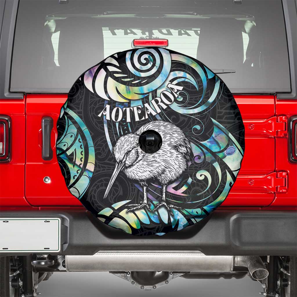 New Zealand Kiwi Bird Spare Tire Cover Silver Fern Koru Paua Shell DT04 - Polynesian Pride