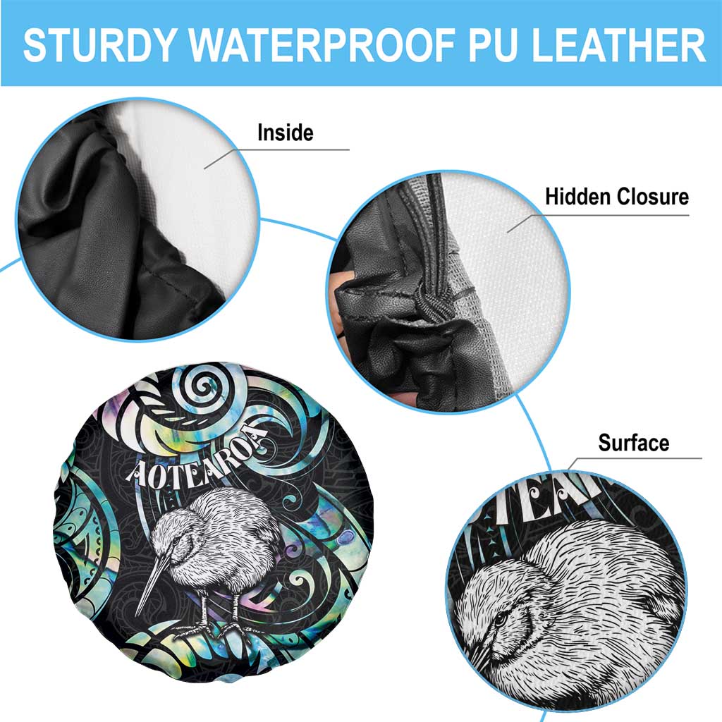 New Zealand Kiwi Bird Spare Tire Cover Silver Fern Koru Paua Shell DT04 - Polynesian Pride
