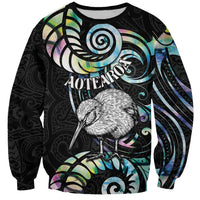 New Zealand Kiwi Bird Sweatshirt Silver Fern Koru Paua Shell DT04 Unisex Black - Polynesian Pride