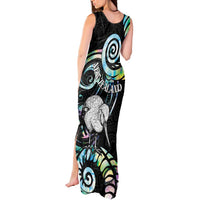 New Zealand Kiwi Bird Tank Maxi Dress Silver Fern Koru Paua Shell DT04 - Polynesian Pride